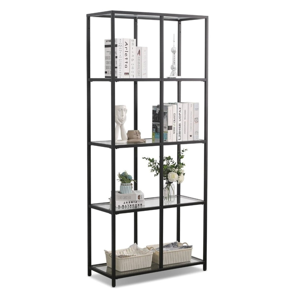 Metallregal Raumteiler XL mit Glasoberfläche & 4 Etagen 🪟📚