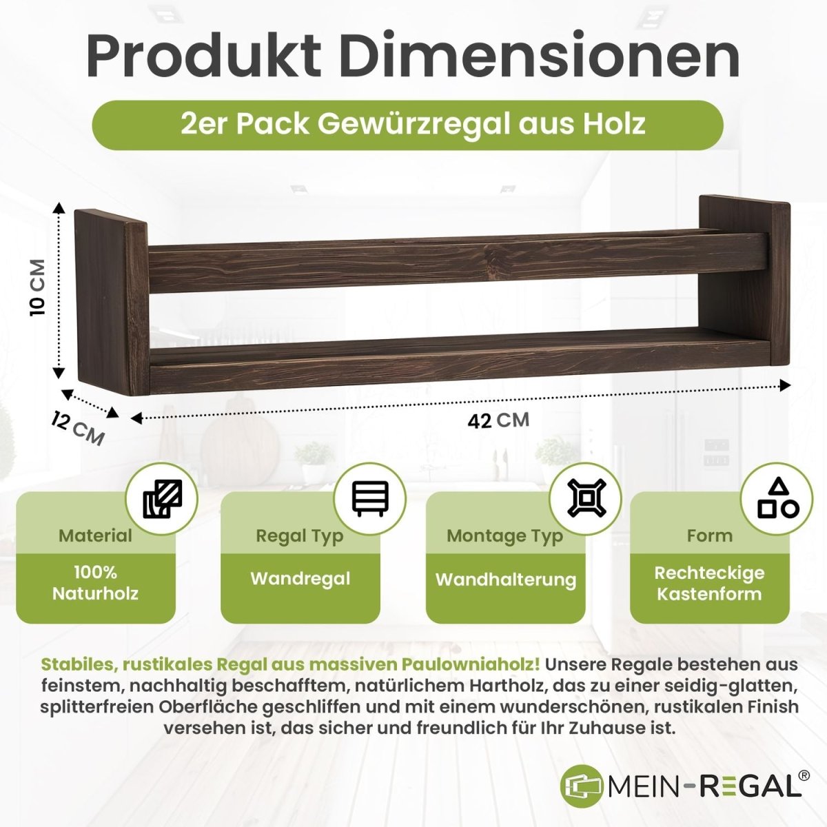 Mein - Regal Wandregal Alma Rustikal Set 2 Stk. aus Holz - Mein - Regal.de