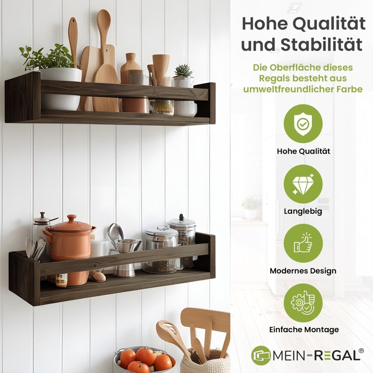 Mein - Regal Wandregal Alma Rustikal Set 2 Stk. aus Holz - Mein - Regal.de