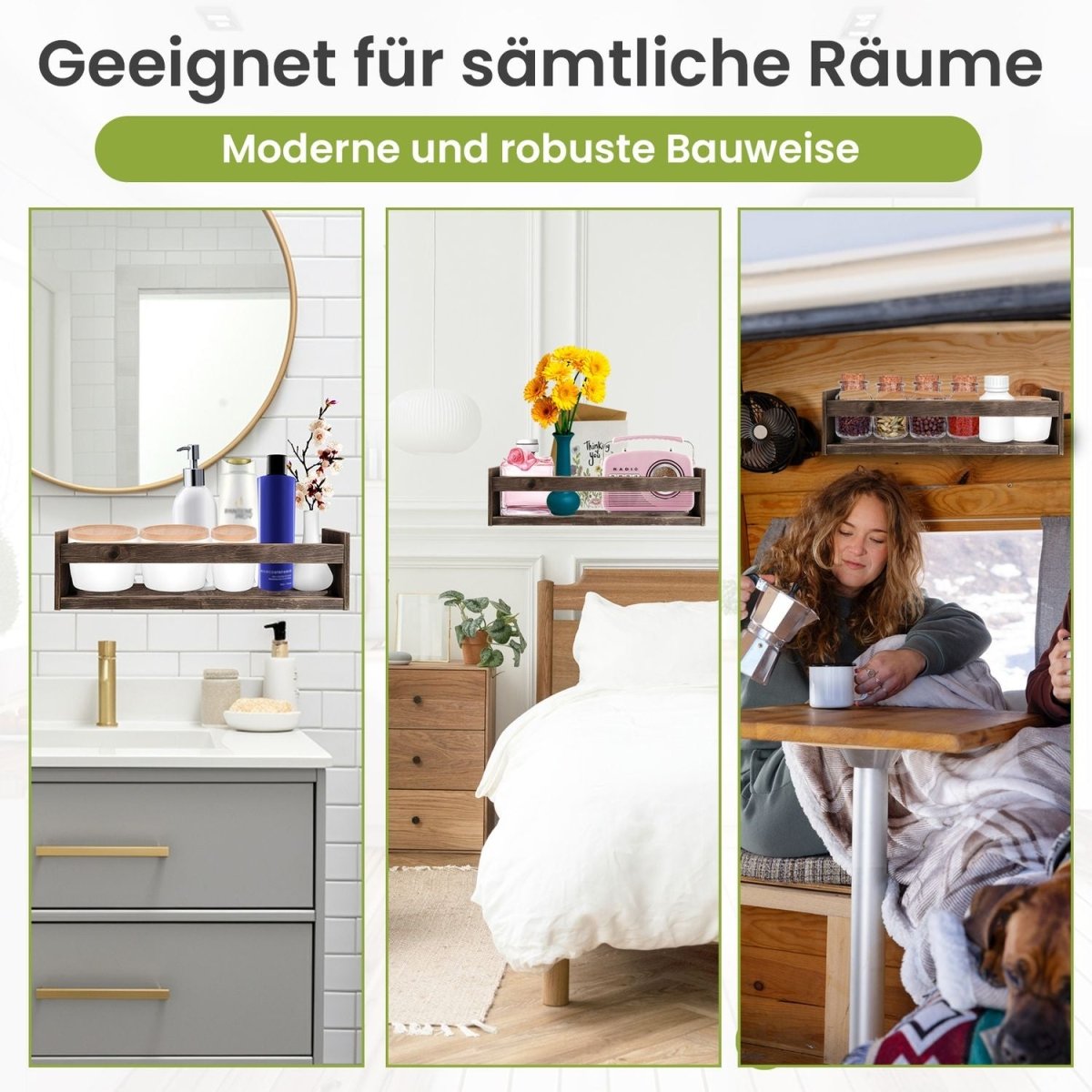 Mein - Regal Wandregal Alma Rustikal Set 2 Stk. aus Holz - Mein - Regal.de