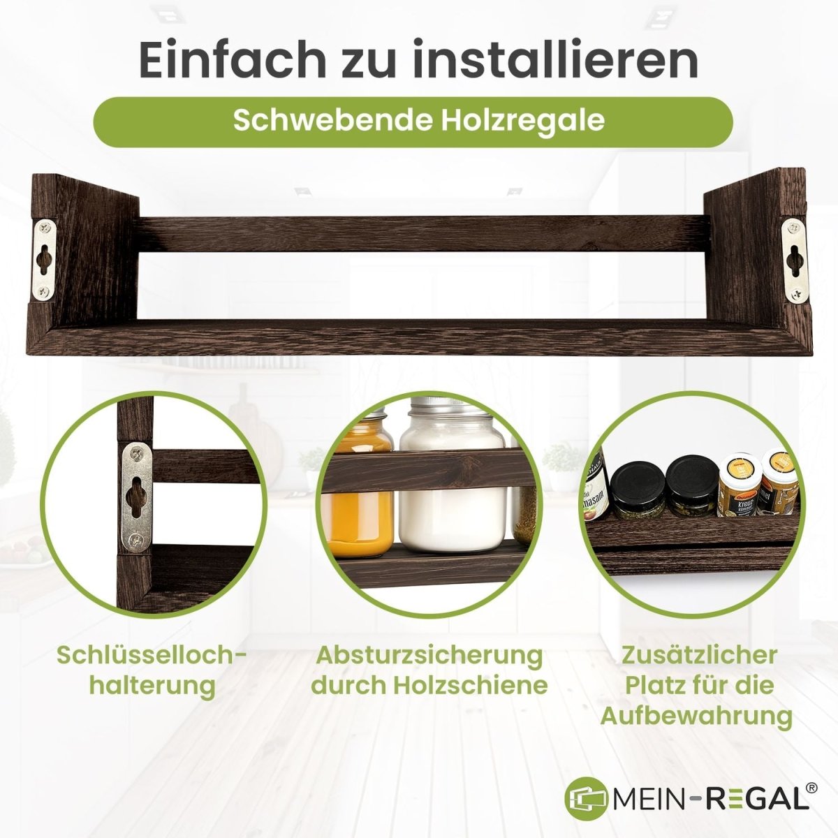 Mein - Regal Wandregal Alma Rustikal Set 2 Stk. aus Holz - Mein - Regal.de