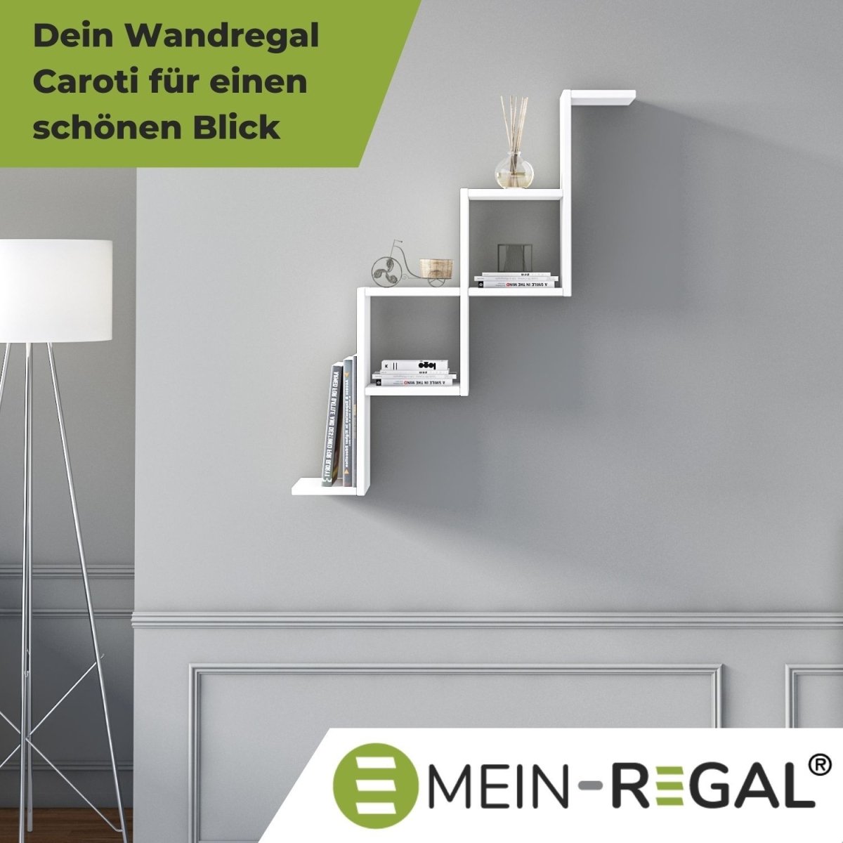 Mein - Regal Wandregal CAROTI aus Holz MDF, bis zu 6 Fächer - Mein - Regal.de