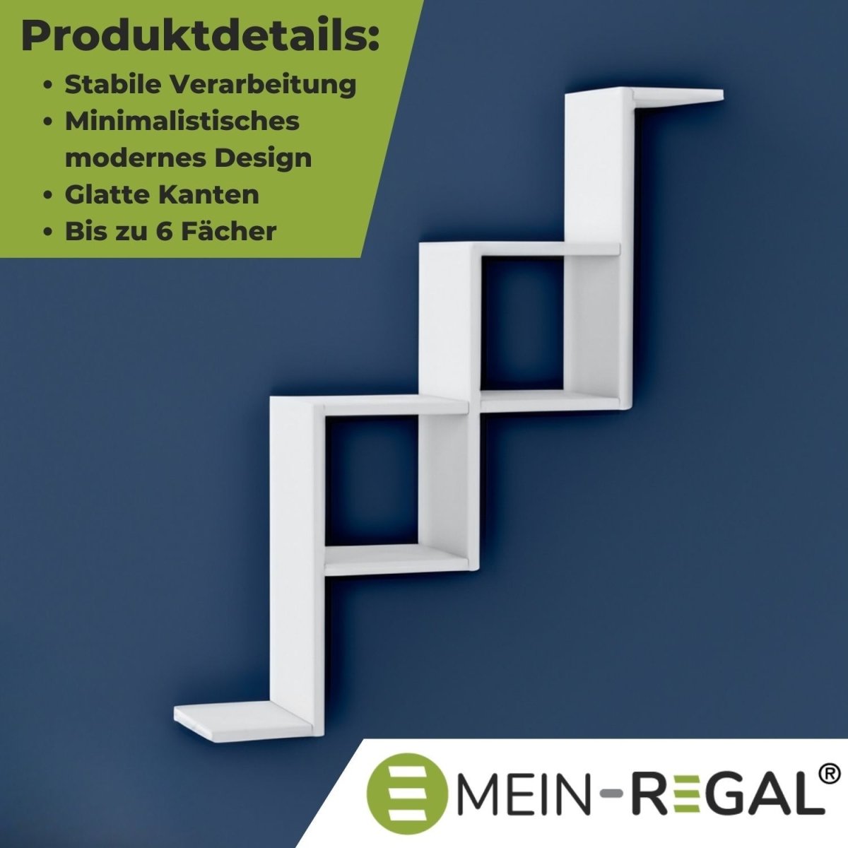 Mein - Regal Wandregal CAROTI aus Holz MDF, bis zu 6 Fächer - Mein - Regal.de