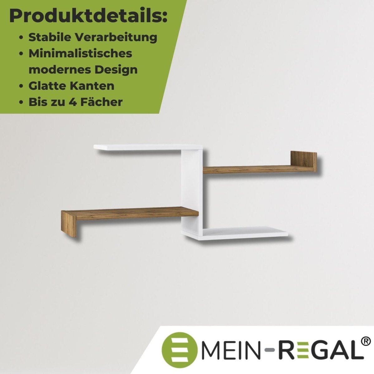 Mein-Regal Wandregal DEROSSO aus Holz MDF, bis zu 4 Fächer - Mein-Regal.de