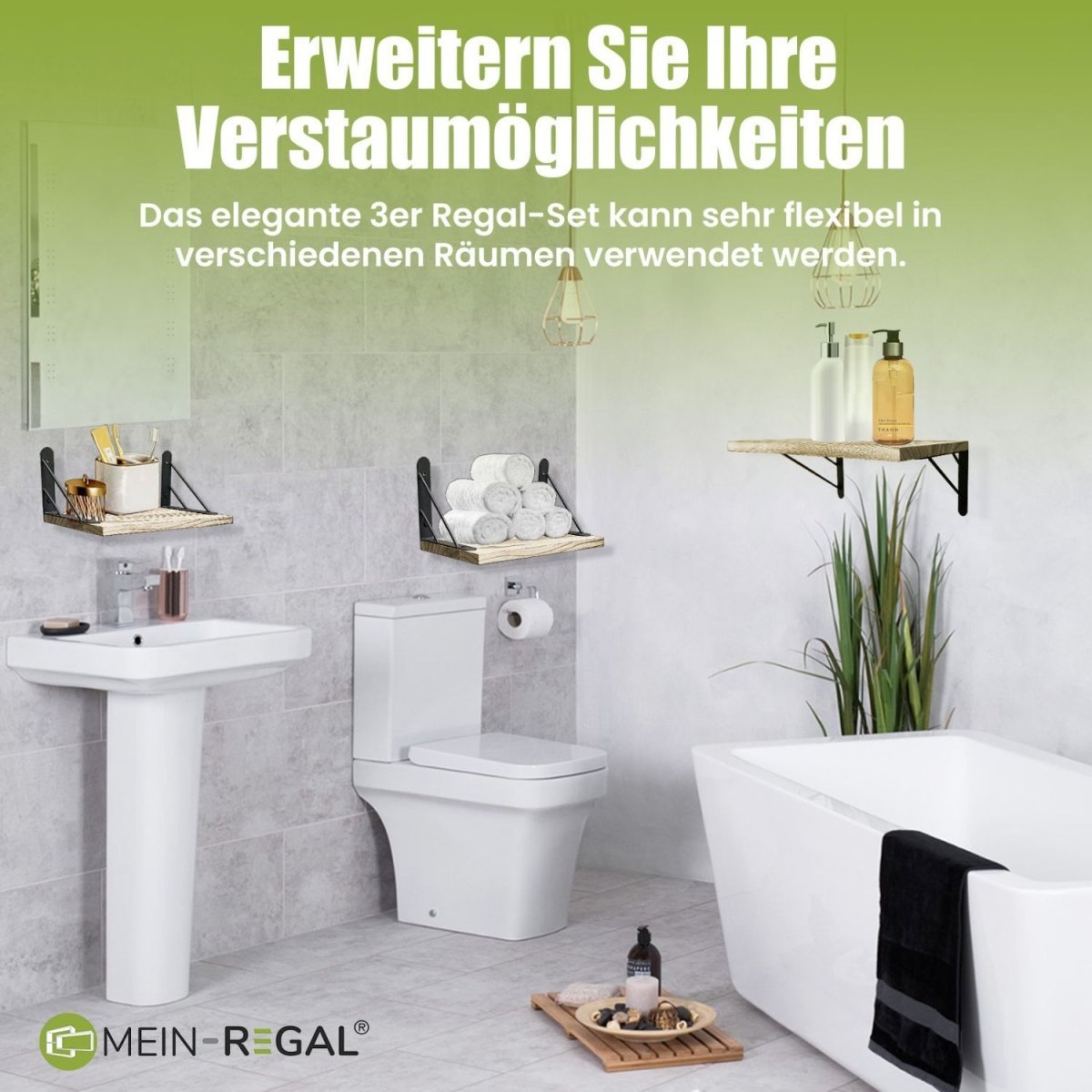 Mein - Regal Wandregal Sam Set 3 Stk. aus Holz, 3 verschiedene Größen - Mein - Regal.de