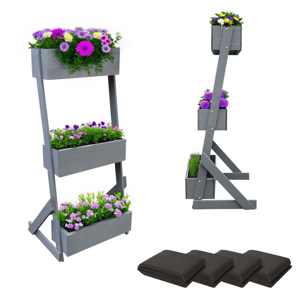 Skandiva24 Vertikalbeet Petra aus Holz Hochbeet 3 Etagen Kästen höhenverstellbar und neigbar - Mein - Regal.de