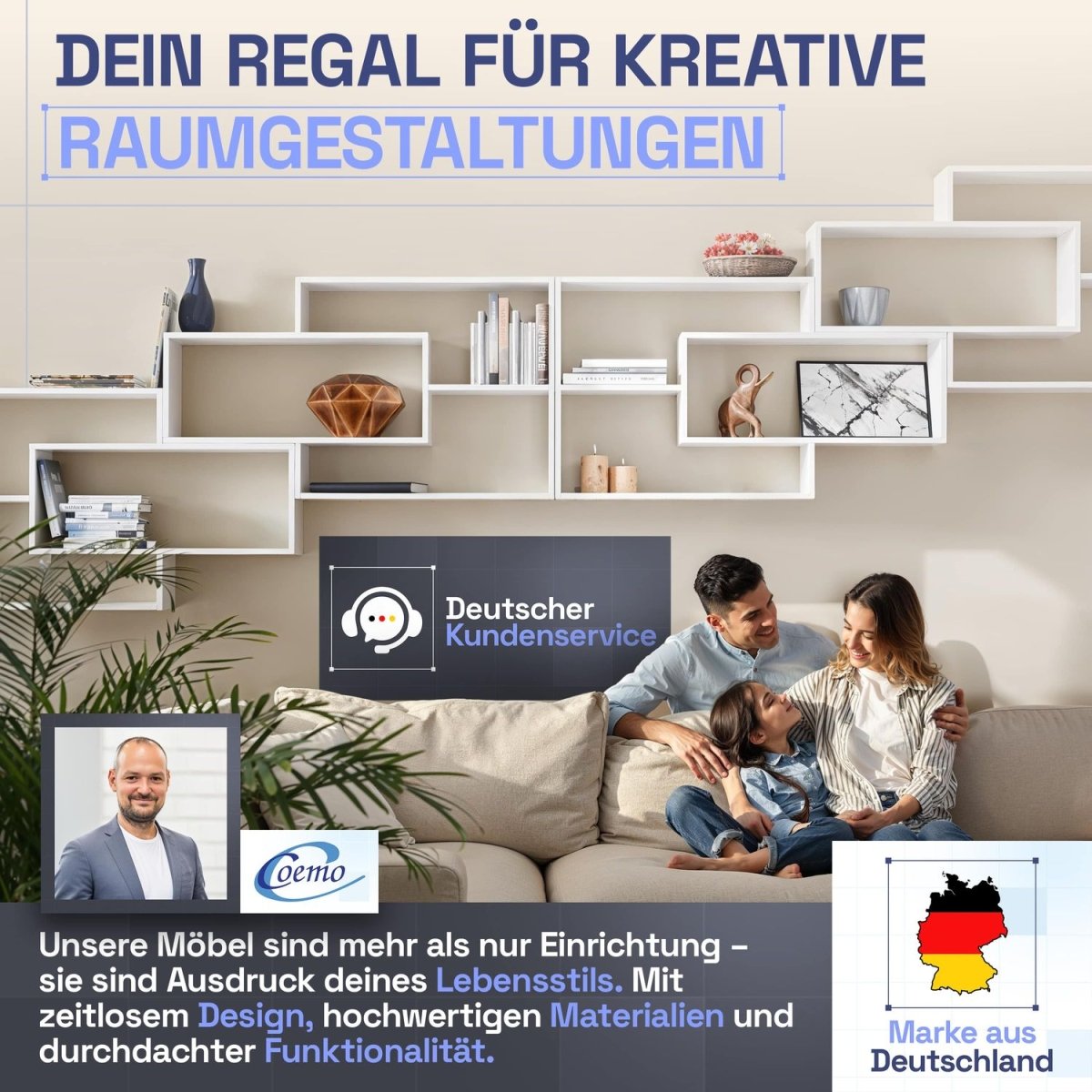 Wandregal Karo Schweberegal aus Holz - Mein - Regal.de