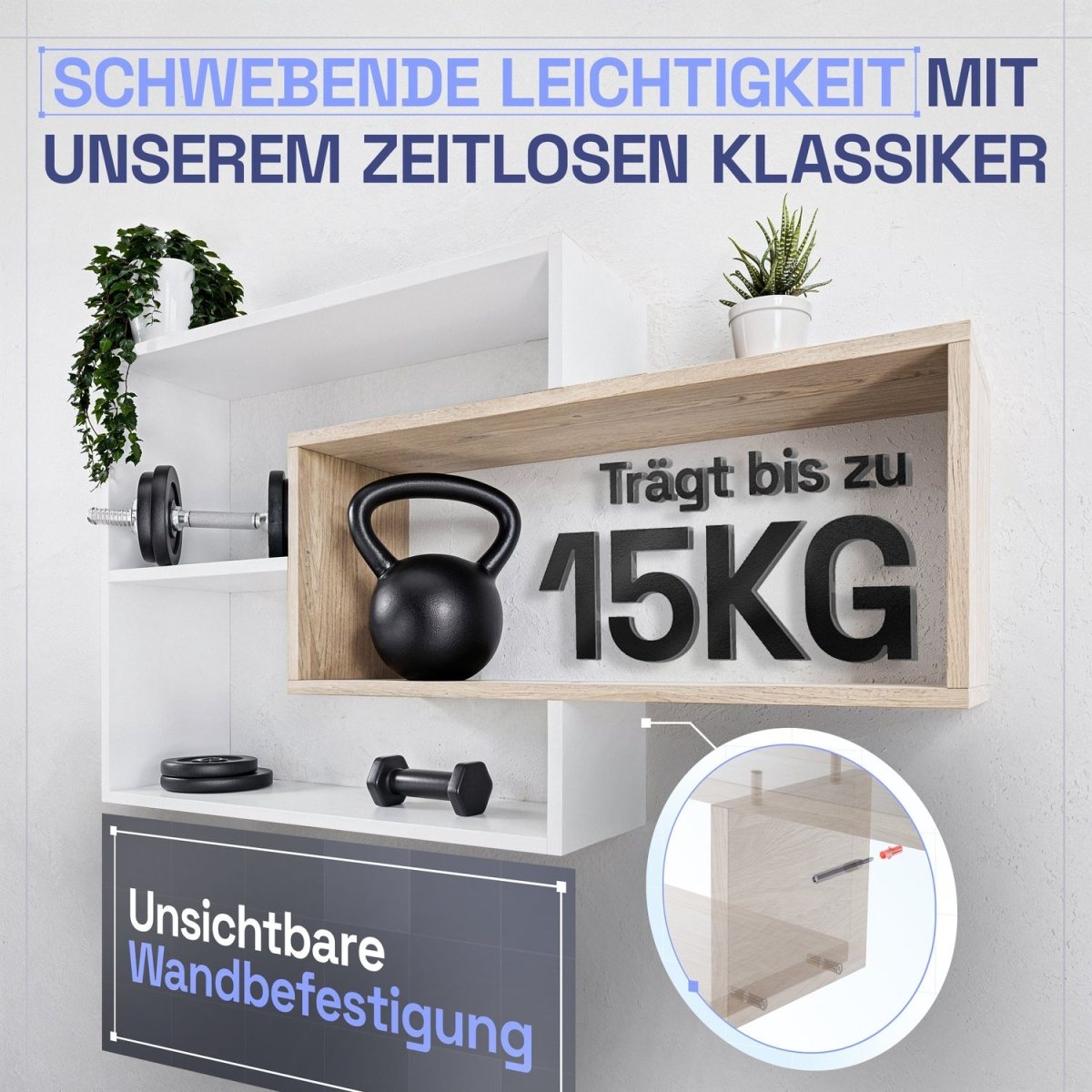 Wandregal Karo Schweberegal aus Holz - Mein - Regal.de