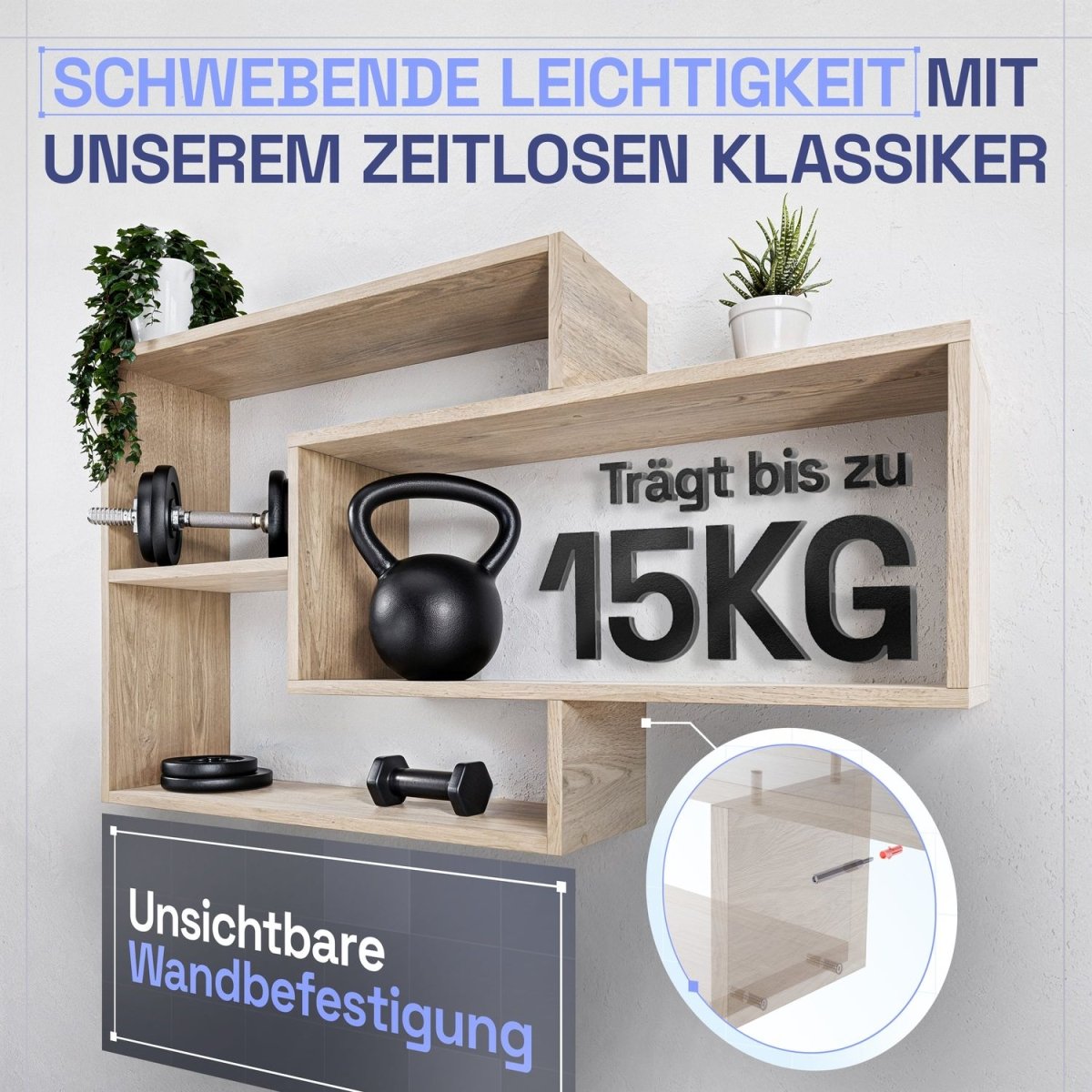 Wandregal Karo Schweberegal aus Holz - Mein - Regal.de