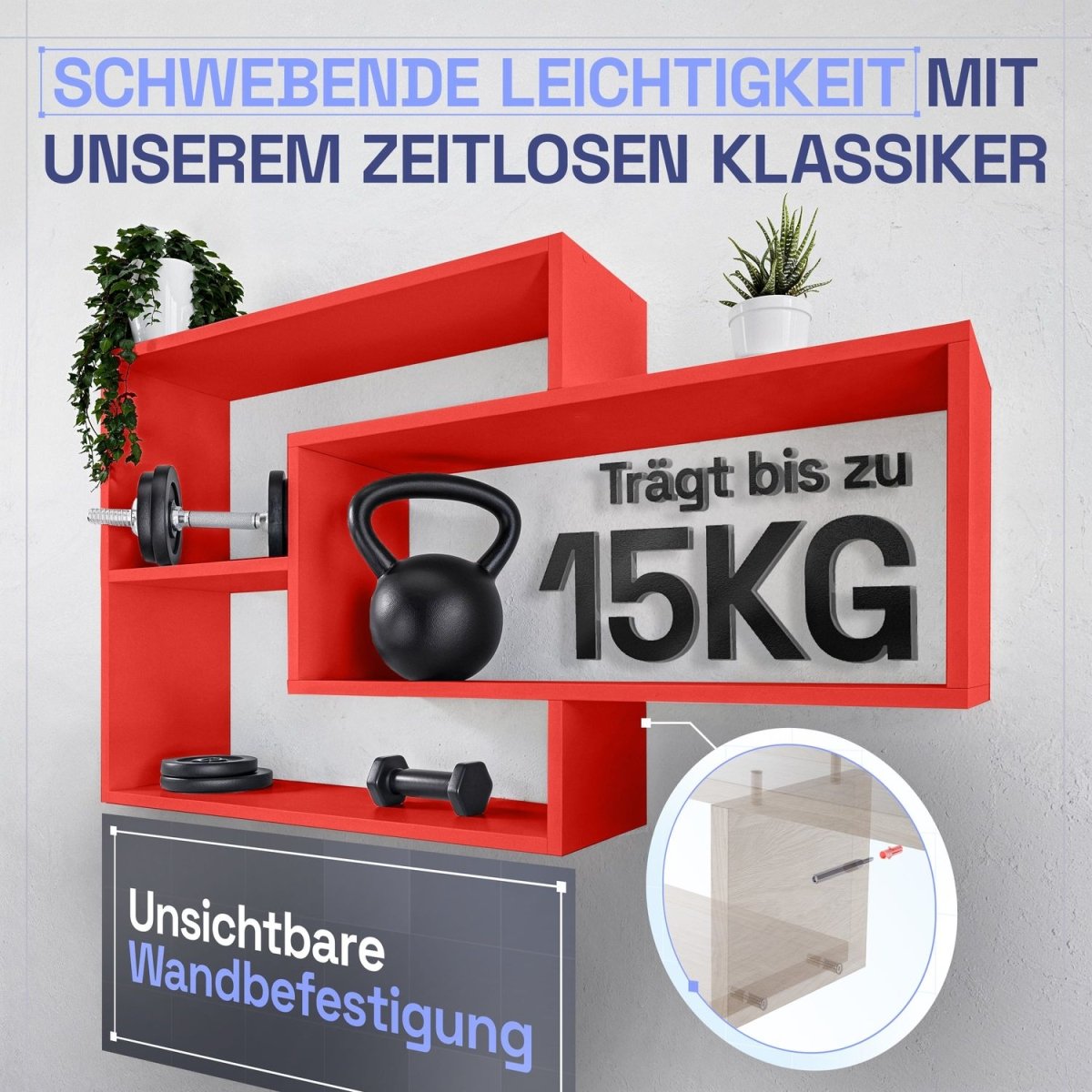 Wandregal Karo Schweberegal aus Holz - Mein - Regal.de