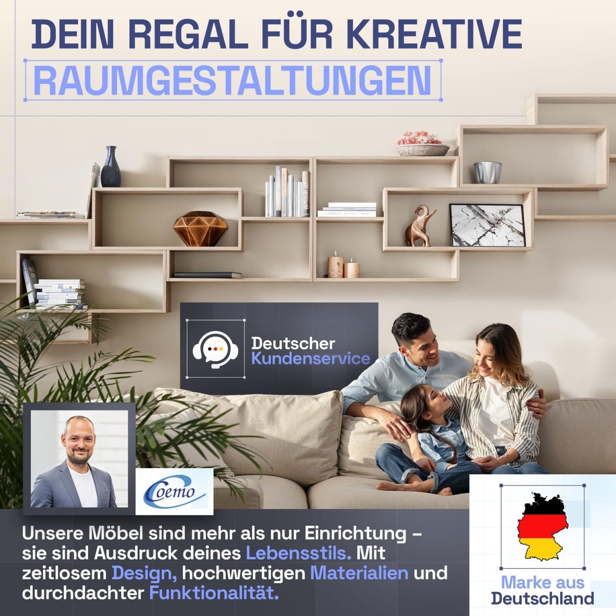 Wandregal Karo Schweberegal aus Holz - Mein - Regal.de
